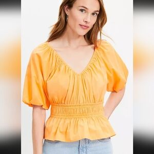 NEW LOFT Orange Tangerine V-Neck Women's  Blouse SIZE M.